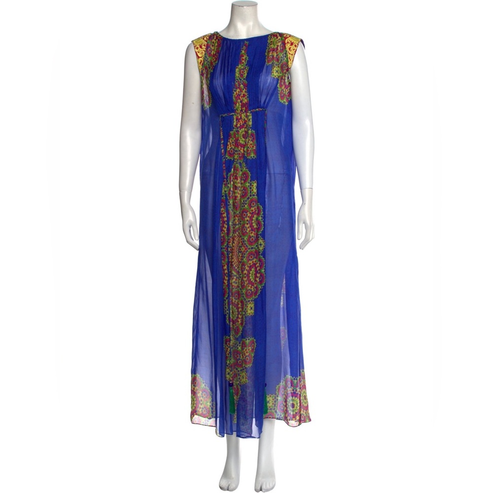 Hemant and Nandita blue printed chiffon  maxi dress